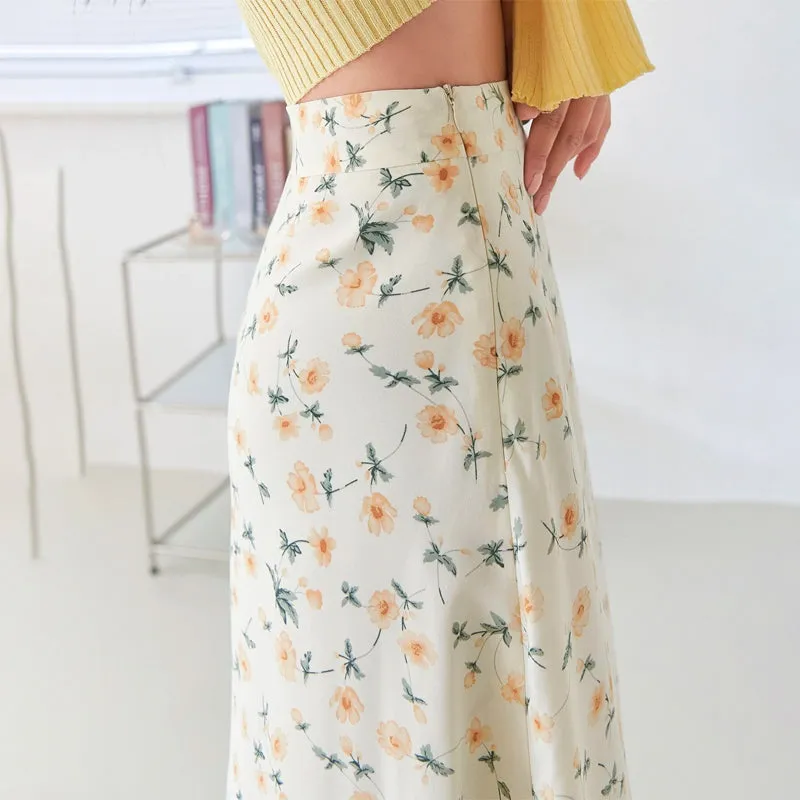 Allover Floral High Waist Skirt