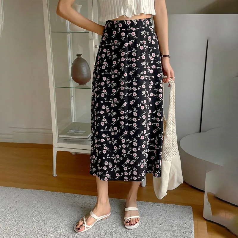 Allover Floral High Waist Skirt
