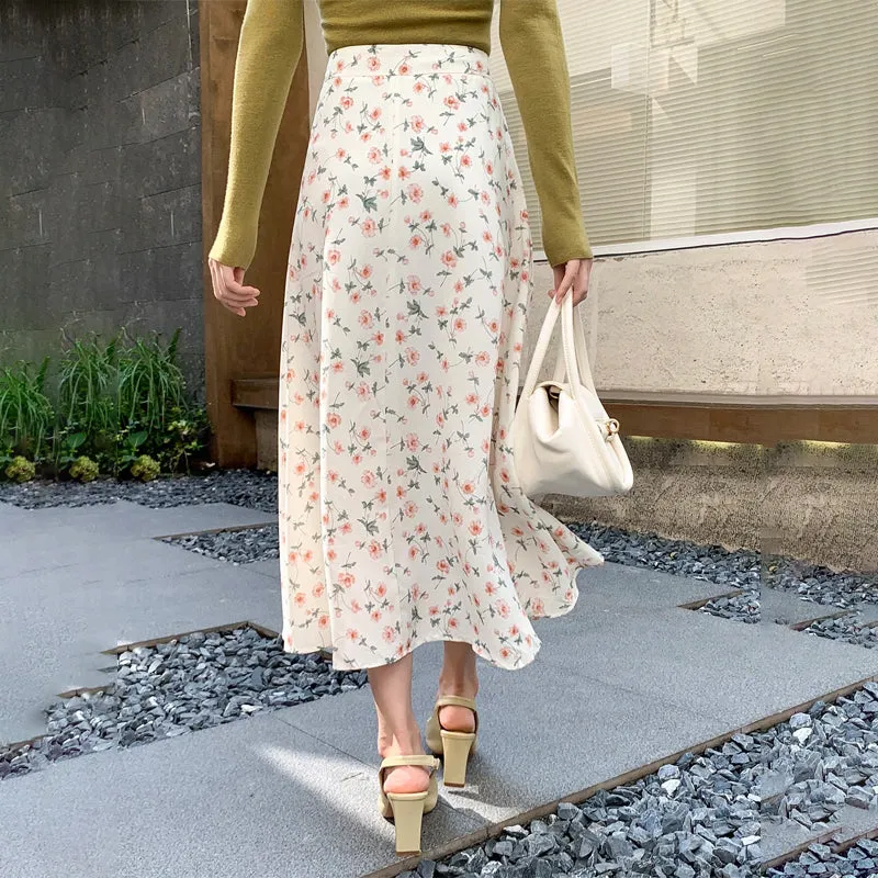 Allover Floral High Waist Skirt