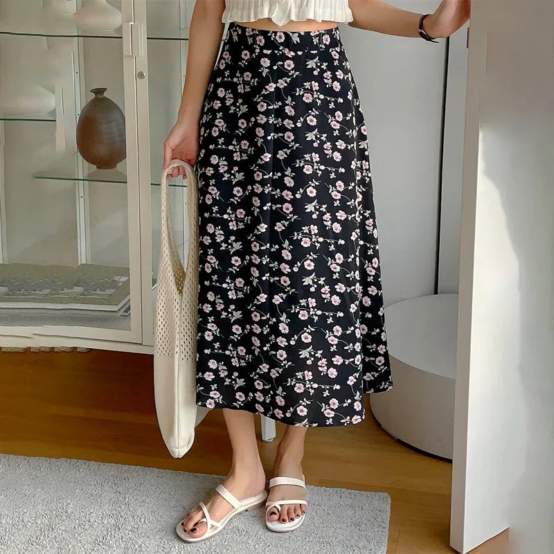 Allover Floral High Waist Skirt