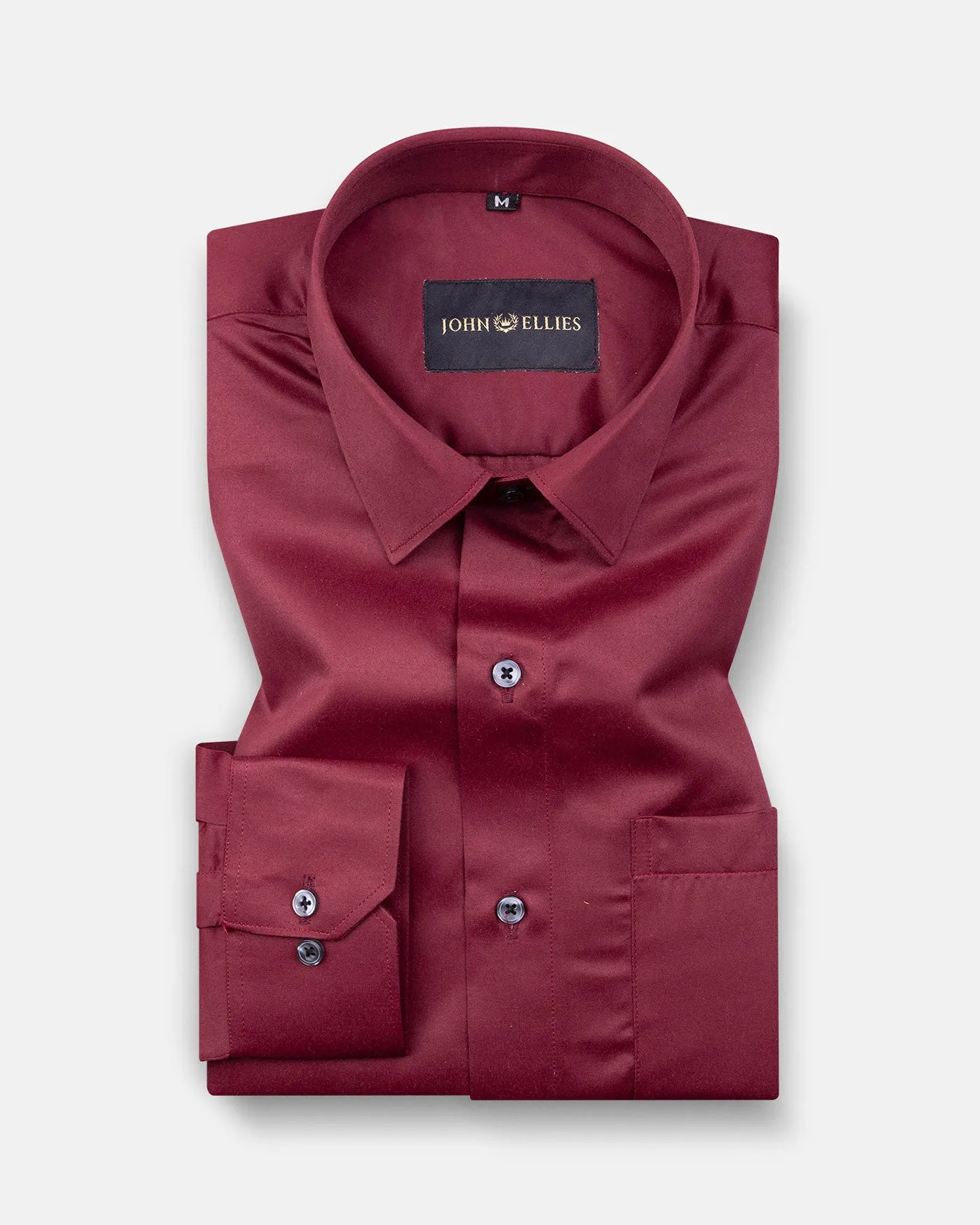 Alykaso Carmine Maroon Wrinkle Free Cotton Shirt
