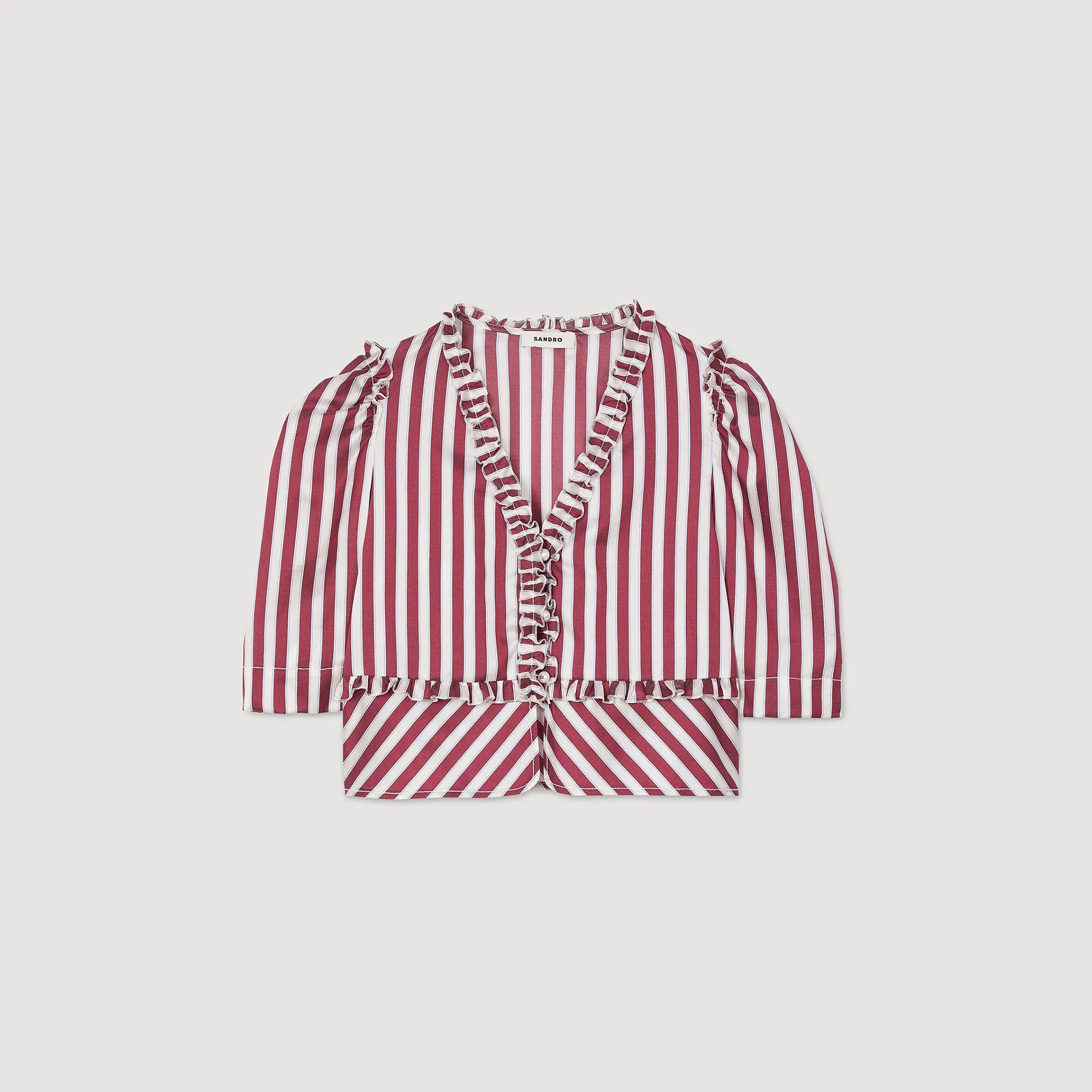 Arlequin Ruffled Striped Shirt Burgundy / White