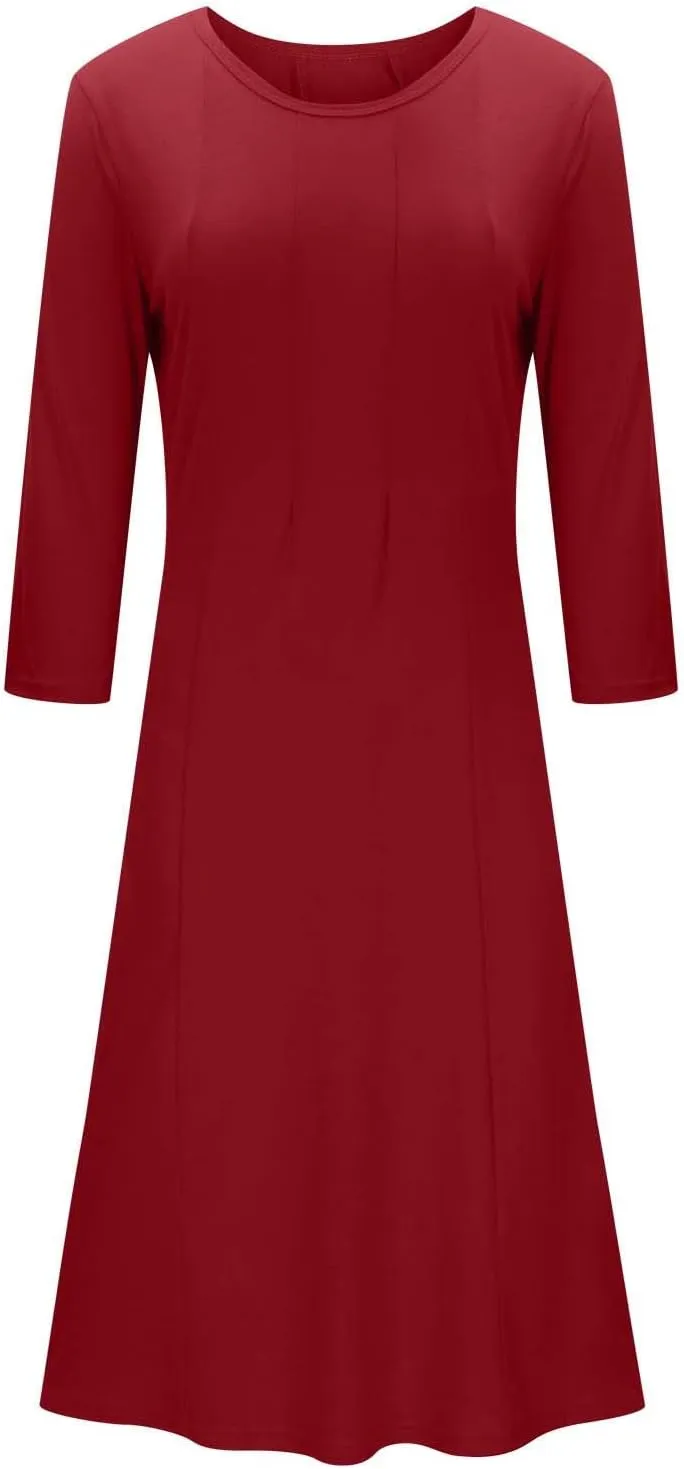 Binmer Fall Dresses for Women 3/4 Sleeve Plus Size Tshirt Dresses Casual Loose Fit Swing Winter Dresses 2024 Fashion S-3XL