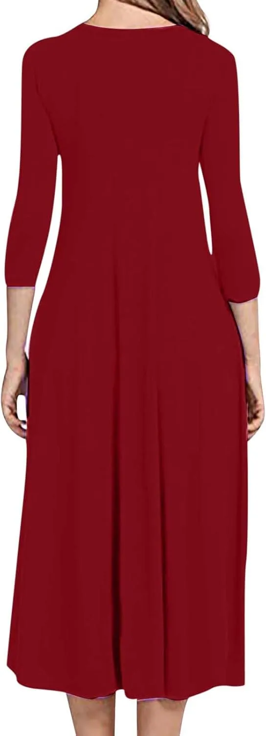 Binmer Fall Dresses for Women 3/4 Sleeve Plus Size Tshirt Dresses Casual Loose Fit Swing Winter Dresses 2024 Fashion S-3XL