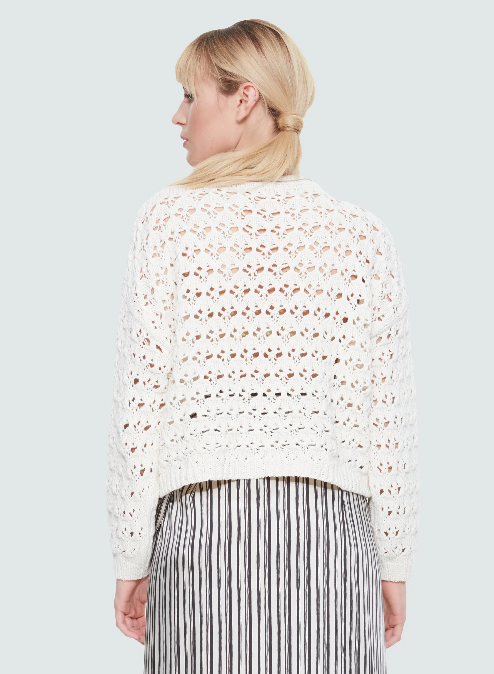 Black Tape Off White Open Knit Sweater