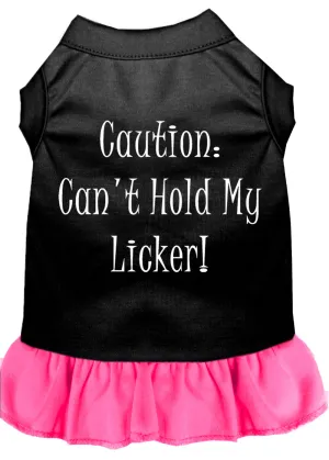 Can't Hold My Licker Screen Print Dress Black With Bright Pink Lg
