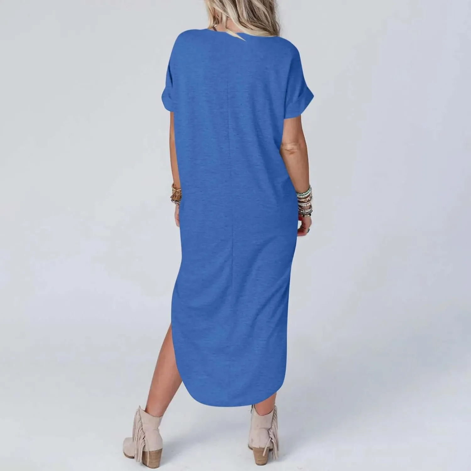 Casual Dresses for Women Summer Short Sleeve T-Shirt Dress Swing A Line Beach Vacation Sundresses with Pockets