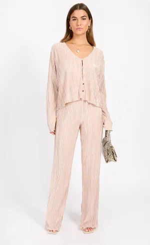 Champagne Plisse Trousers - Champagne