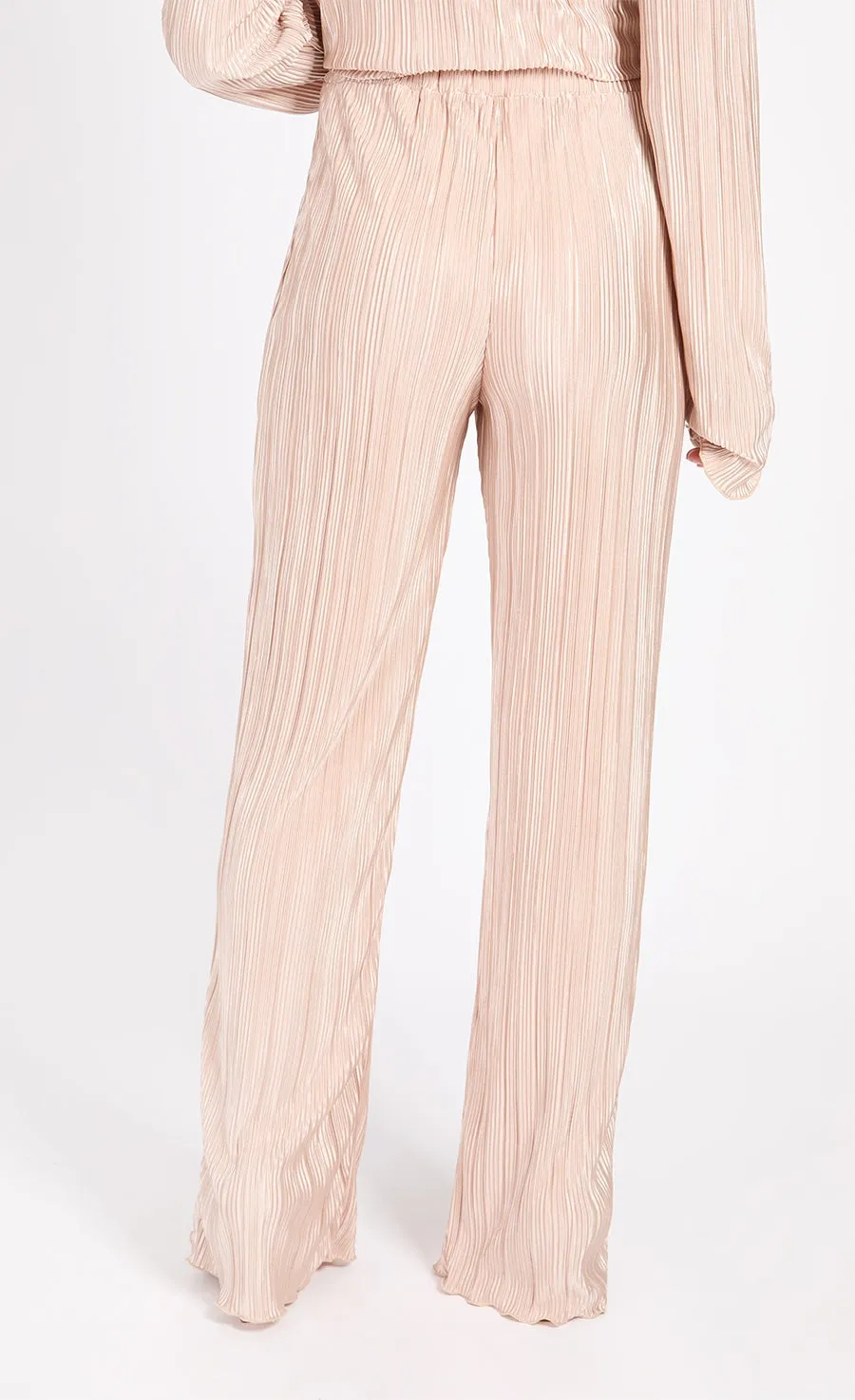 Champagne Plisse Trousers - Champagne