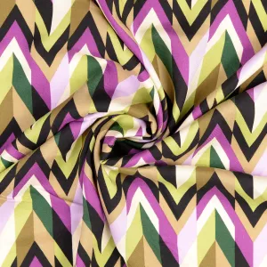 Chevrons Olive Viscose Twill Fabric