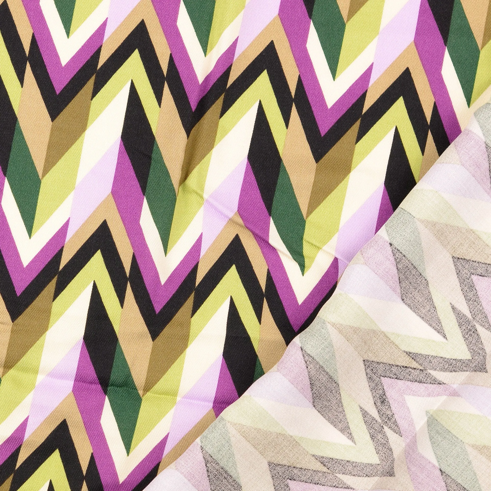 Chevrons Olive Viscose Twill Fabric