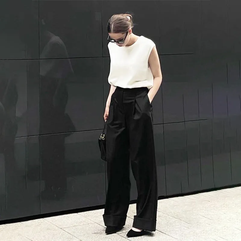 Chic Oversized Straight Cut Slacks for Women