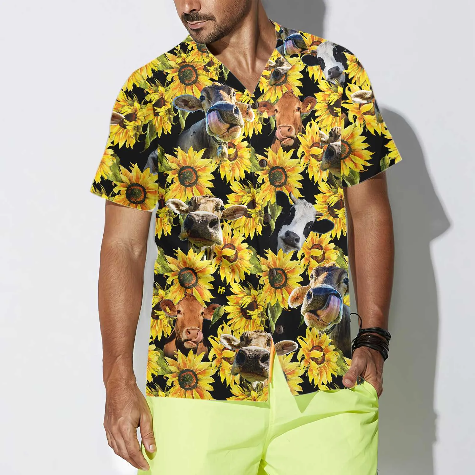 Cow With Sunflower Hawaiian Shirt, Tropical Cow Shirt For Men And Women, Funny Cow Print Shirt Gift Idea