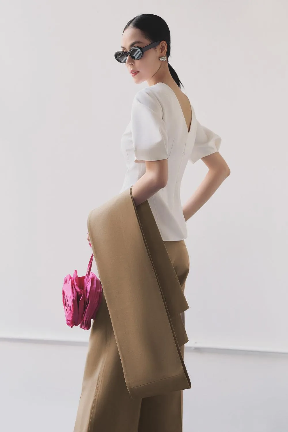 Dacey Straight Wide Leg Crepe Floor Length Trousers