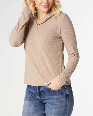 Danna Hooded Baby Rib Top - Taupe
