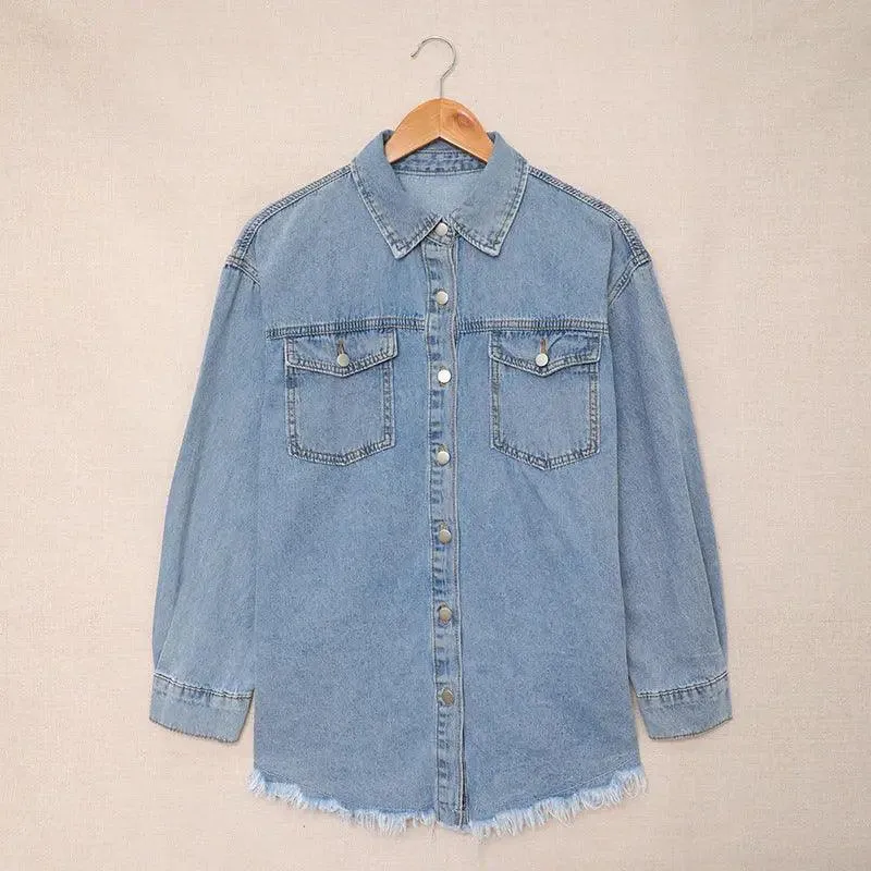 Denim Lapel Top – Casual Style