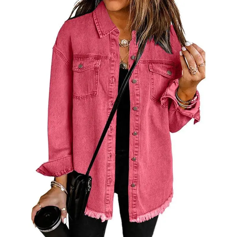 Denim Lapel Top – Casual Style