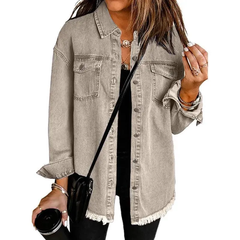 Denim Lapel Top – Casual Style