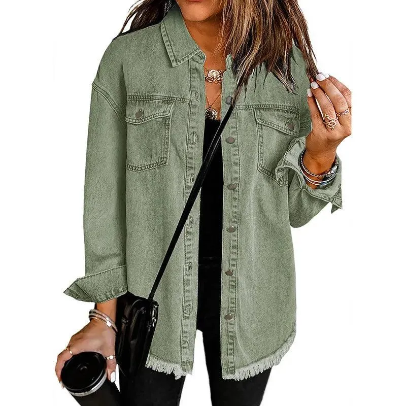 Denim Lapel Top – Casual Style