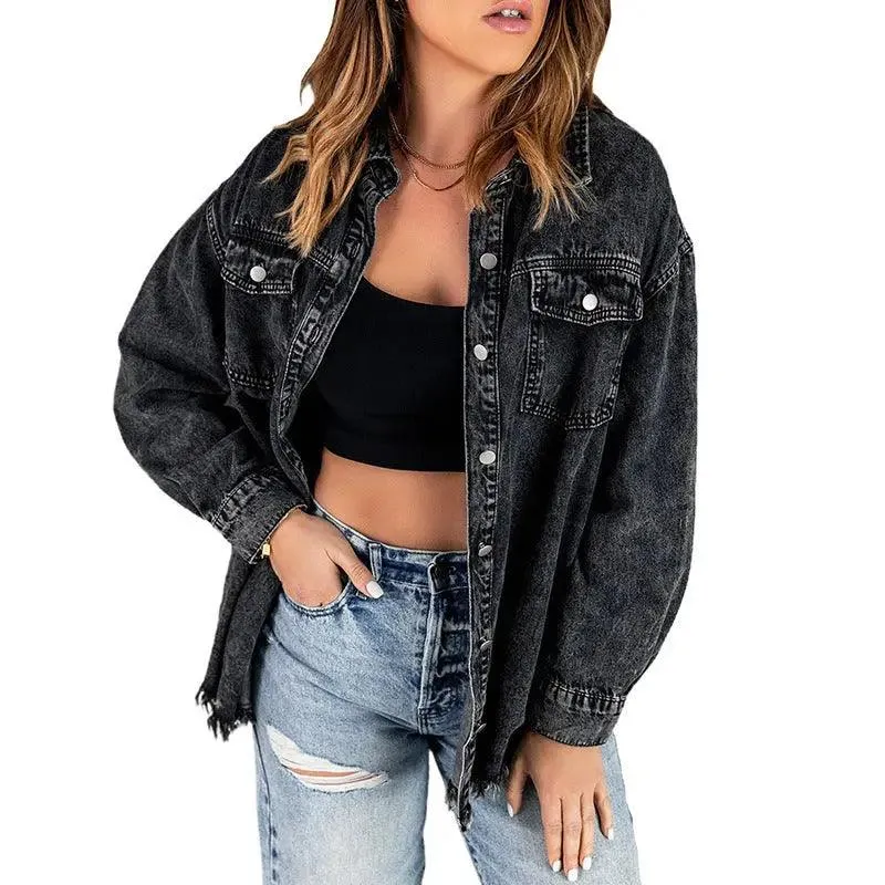 Denim Lapel Top – Casual Style