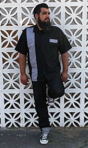 Don Muerto Bowling Shirt in Classic Black and Gray