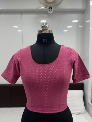 Elegant Pink Color Cotton Dobby Stretchable Ready To Wear Blouse For Women