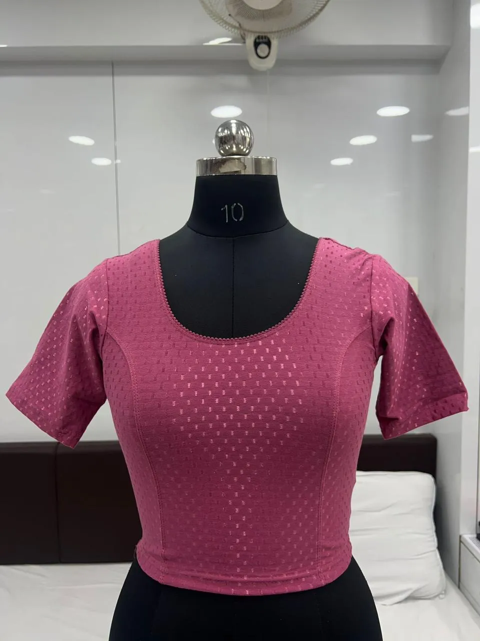 Elegant Pink Color Cotton Dobby Stretchable Ready To Wear Blouse For Women