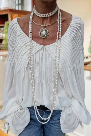 Elegant Pleated Chiffon Blouse