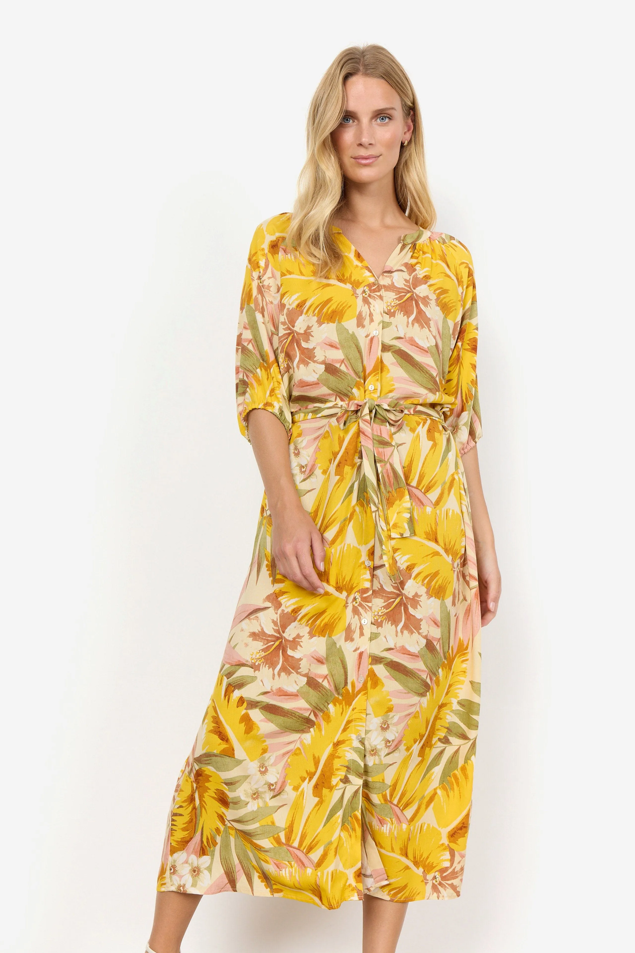 Elyse Dress - Golden Yellow Combi