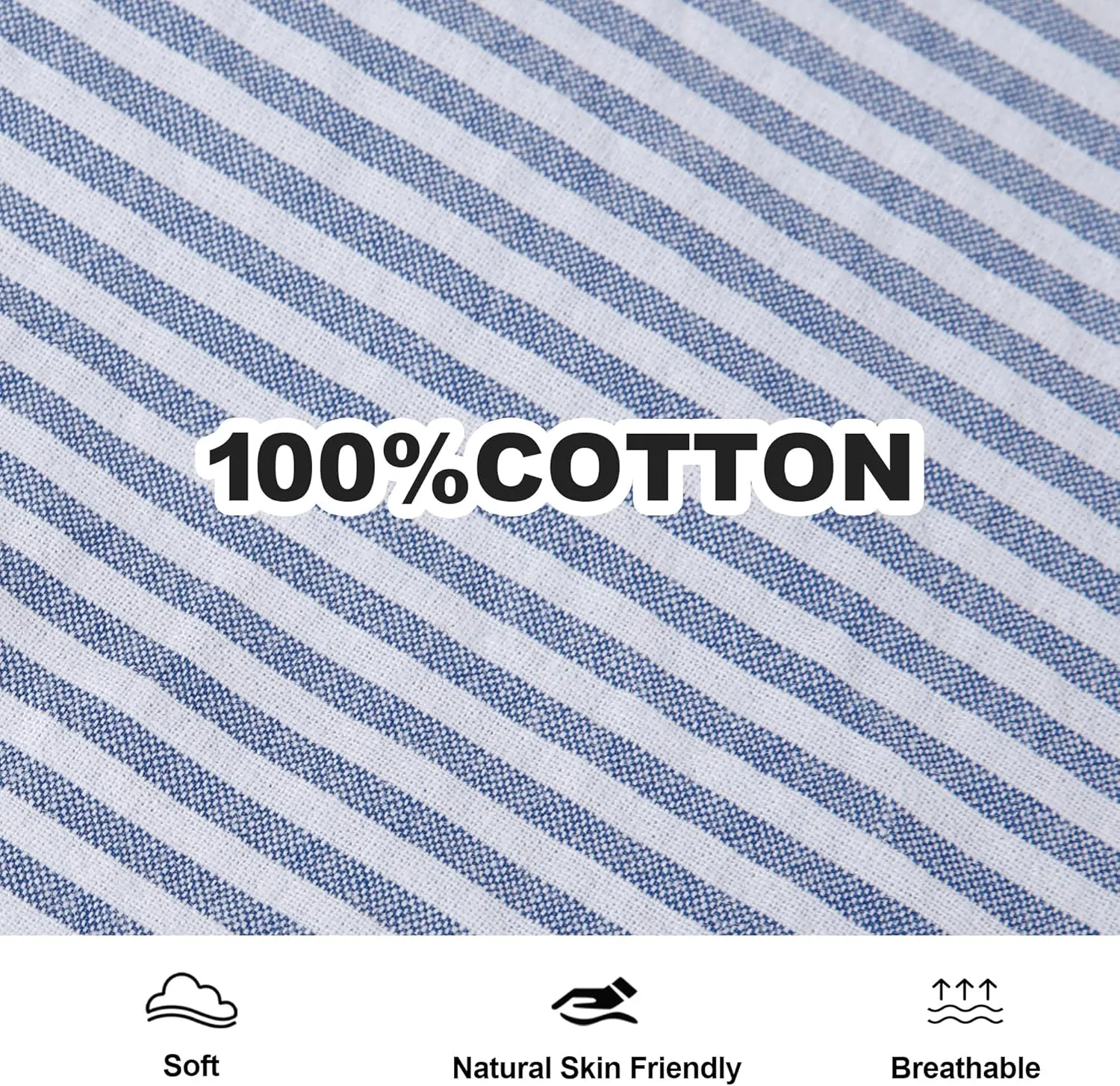 Esabel.C Seersucker Mens Dress Shirts Striped Cotton Casual Business Button Down Shirts for Men
