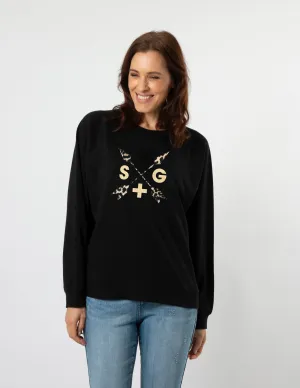 Everyday Sweater - Black Leopard Arrow