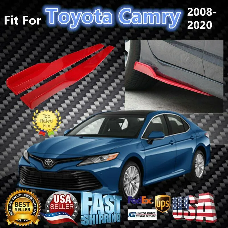 Fit 2008-2020 Toyota Camry Side Skirts Splitters Spoiler Diffuser Wings (Red)