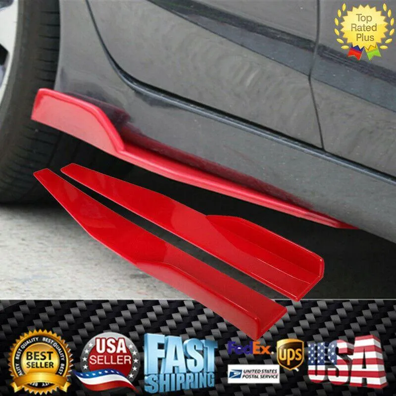 Fit 2008-2020 Toyota Camry Side Skirts Splitters Spoiler Diffuser Wings (Red)