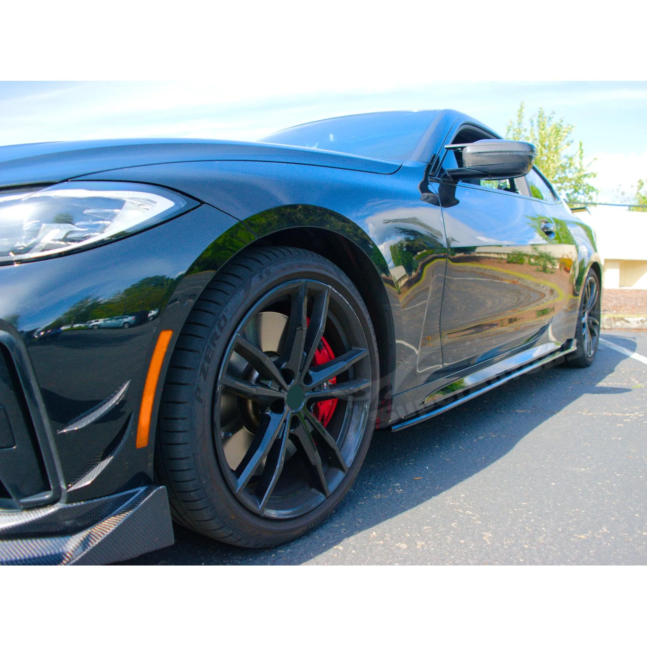 Fits 2021-2024 BMW 4 Series G22 G23 430i M440i 440i Gloss Black Side Body Skirts