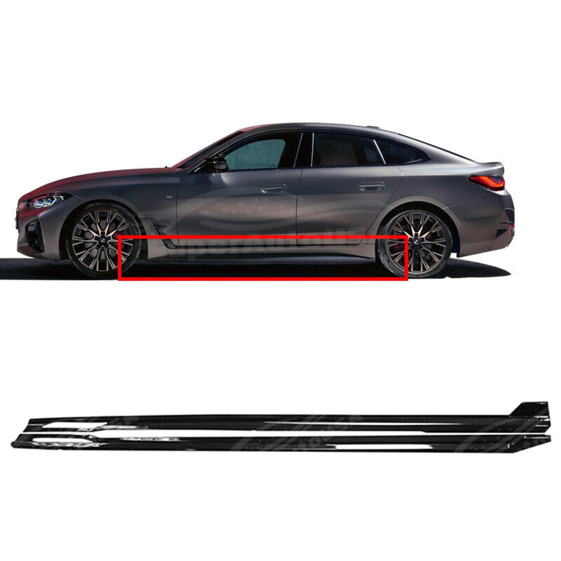 Fits 2021-2024 BMW 4 Series G22 G23 430i M440i 440i Gloss Black Side Body Skirts