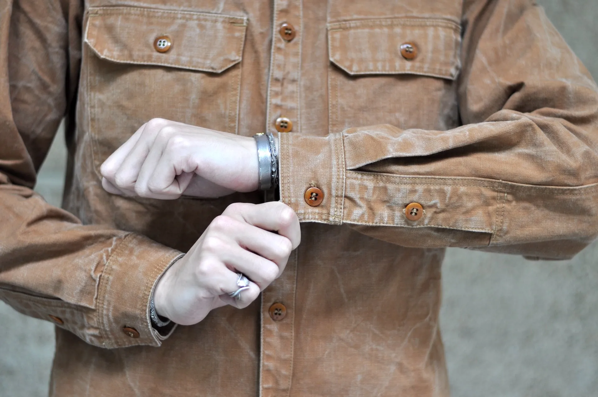 Freewheelers "Uplander" Heavyweight Duck Canvas Workshirt (Brown)