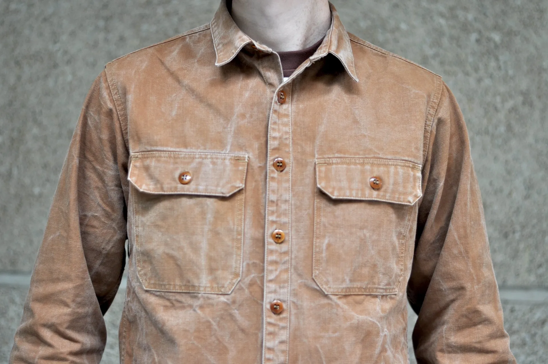 Freewheelers "Uplander" Heavyweight Duck Canvas Workshirt (Brown)