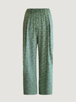 Front Pleated Waist Trousers with Elastic Pockets - Patterned