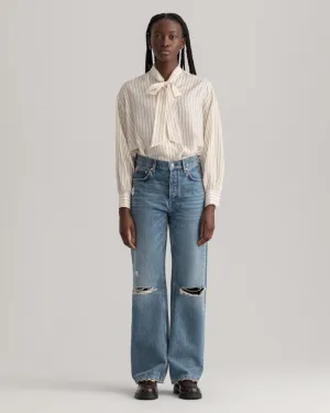 Gant Apparel Womens HW RELAXED STRAIGHT RIP JEANS 973/MID BLUE VINTAGE