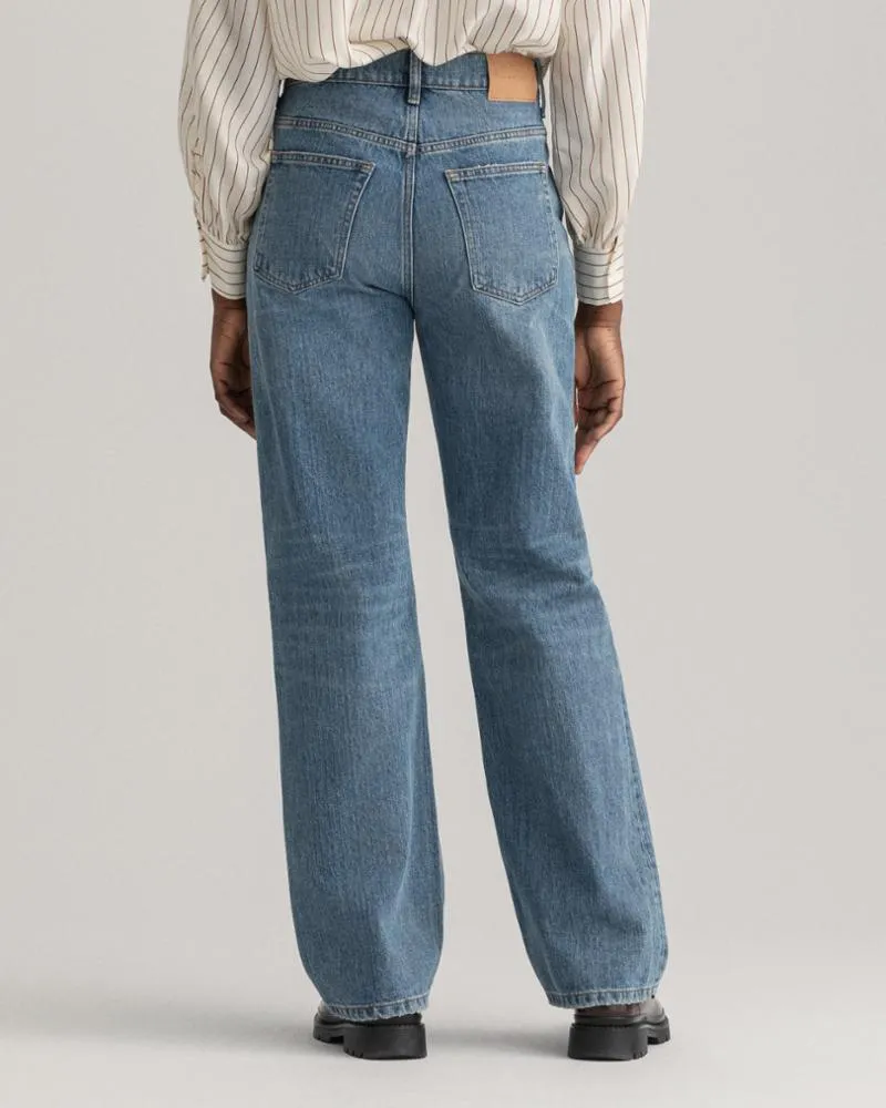 Gant Apparel Womens HW RELAXED STRAIGHT RIP JEANS 973/MID BLUE VINTAGE