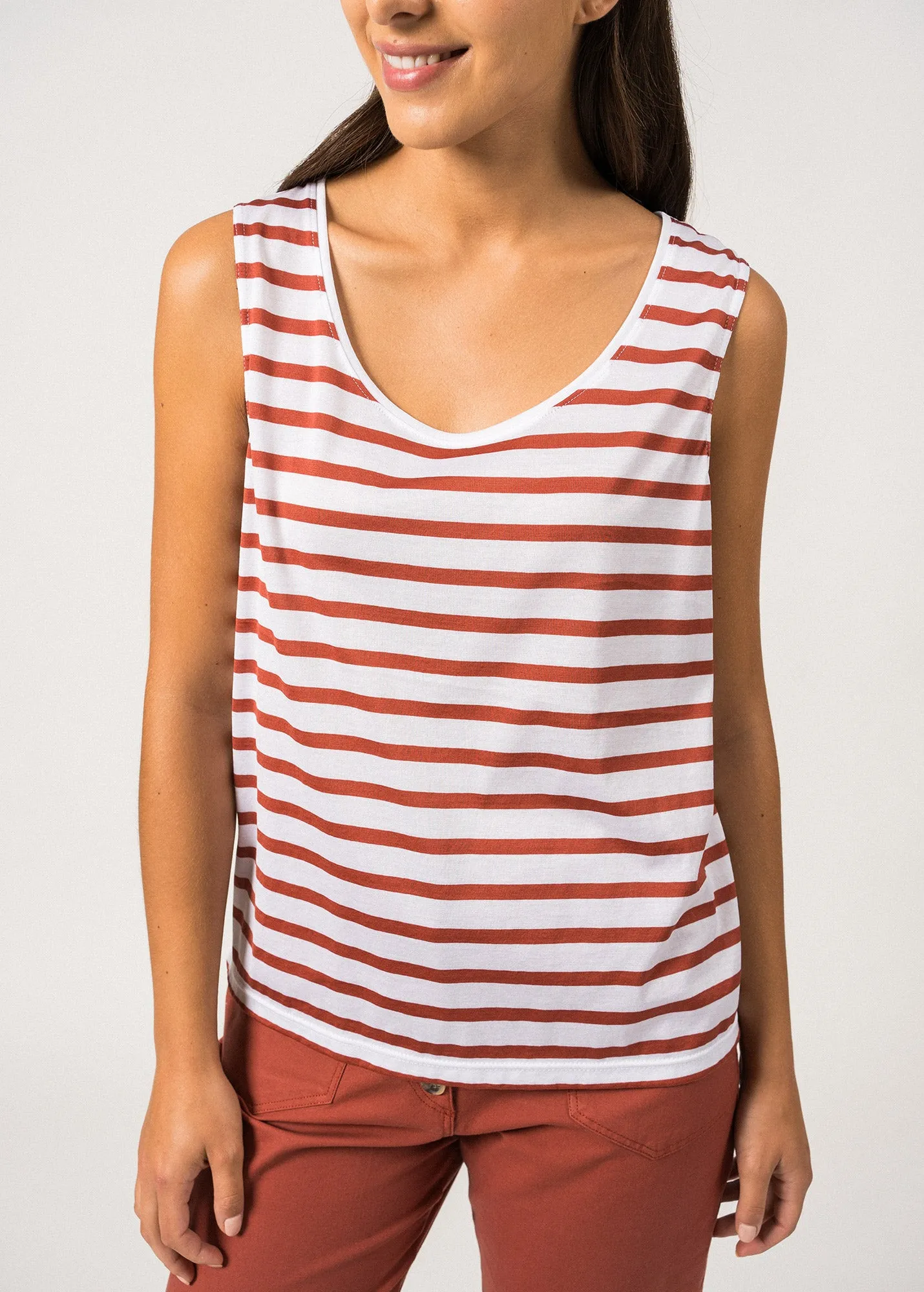 Gassin Striped Tank Top  cotton (NEIGE/TERRACOTTA)