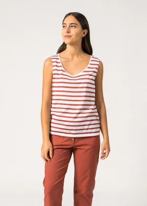 Gassin Striped Tank Top  cotton (NEIGE/TERRACOTTA)