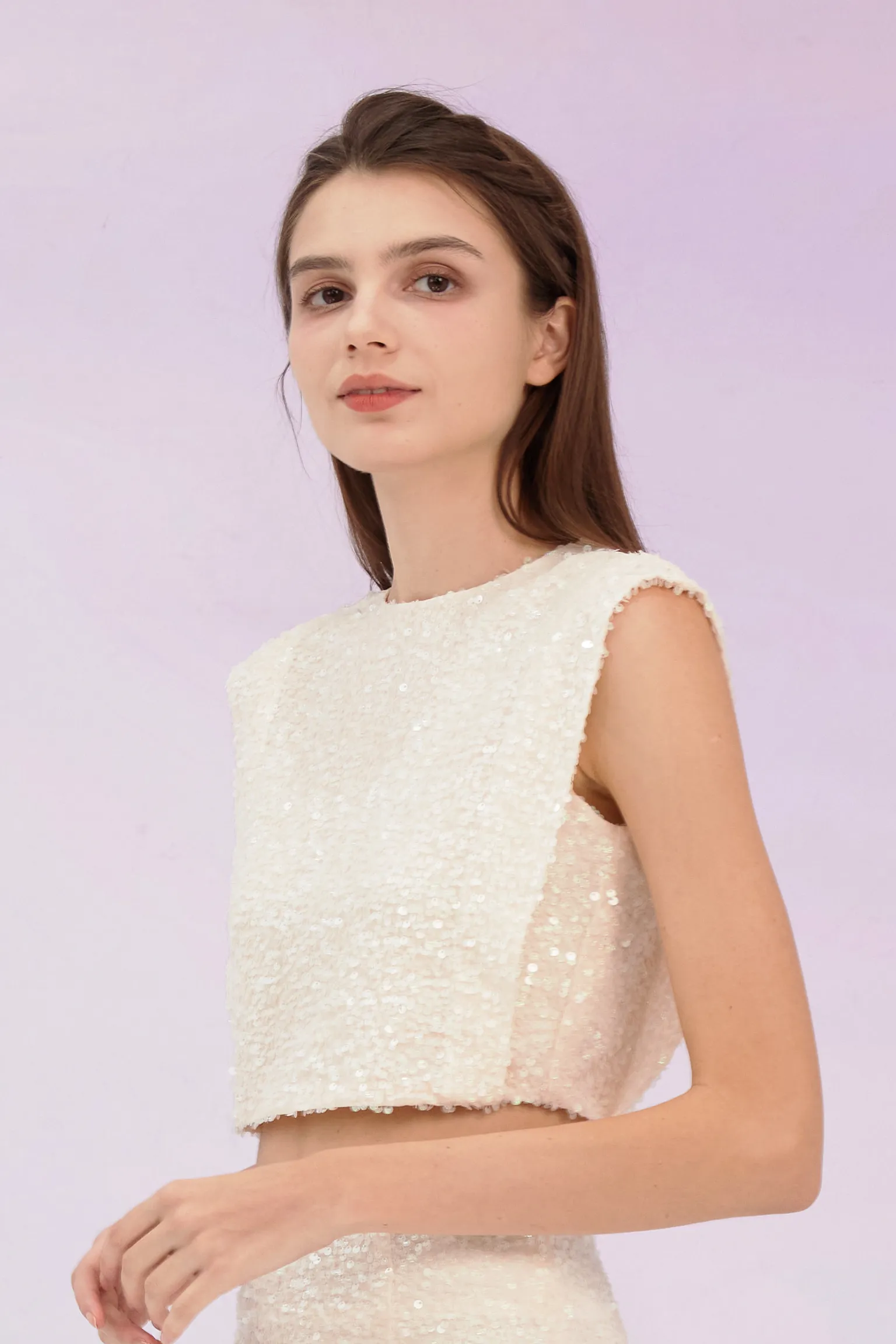 Gavriella Light Pink Sequin Top