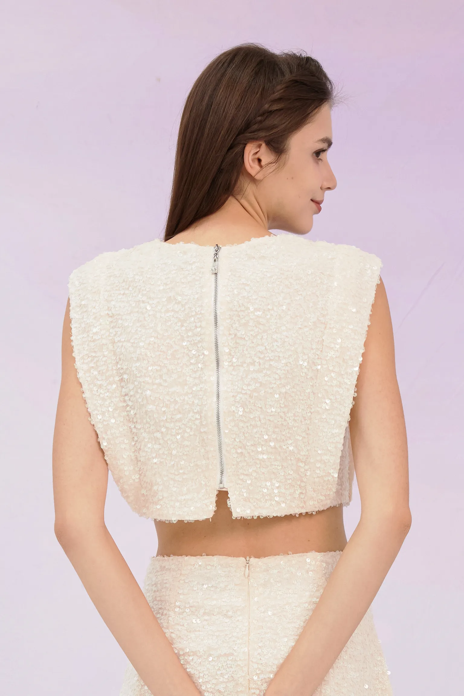 Gavriella Light Pink Sequin Top