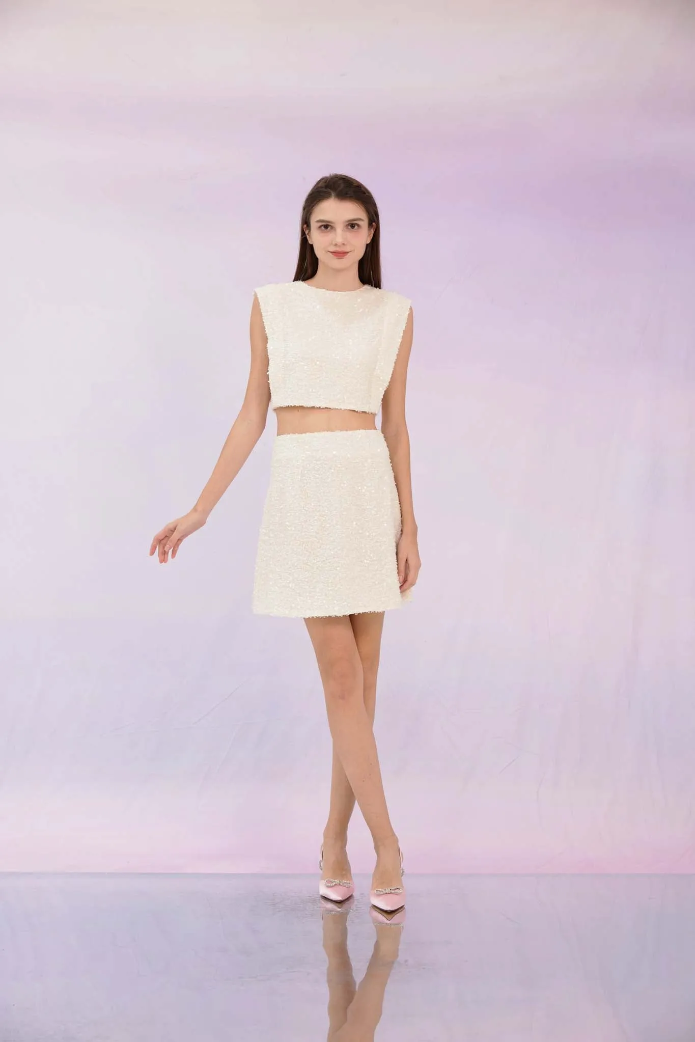 Gavriella Light Pink Sequin Top
