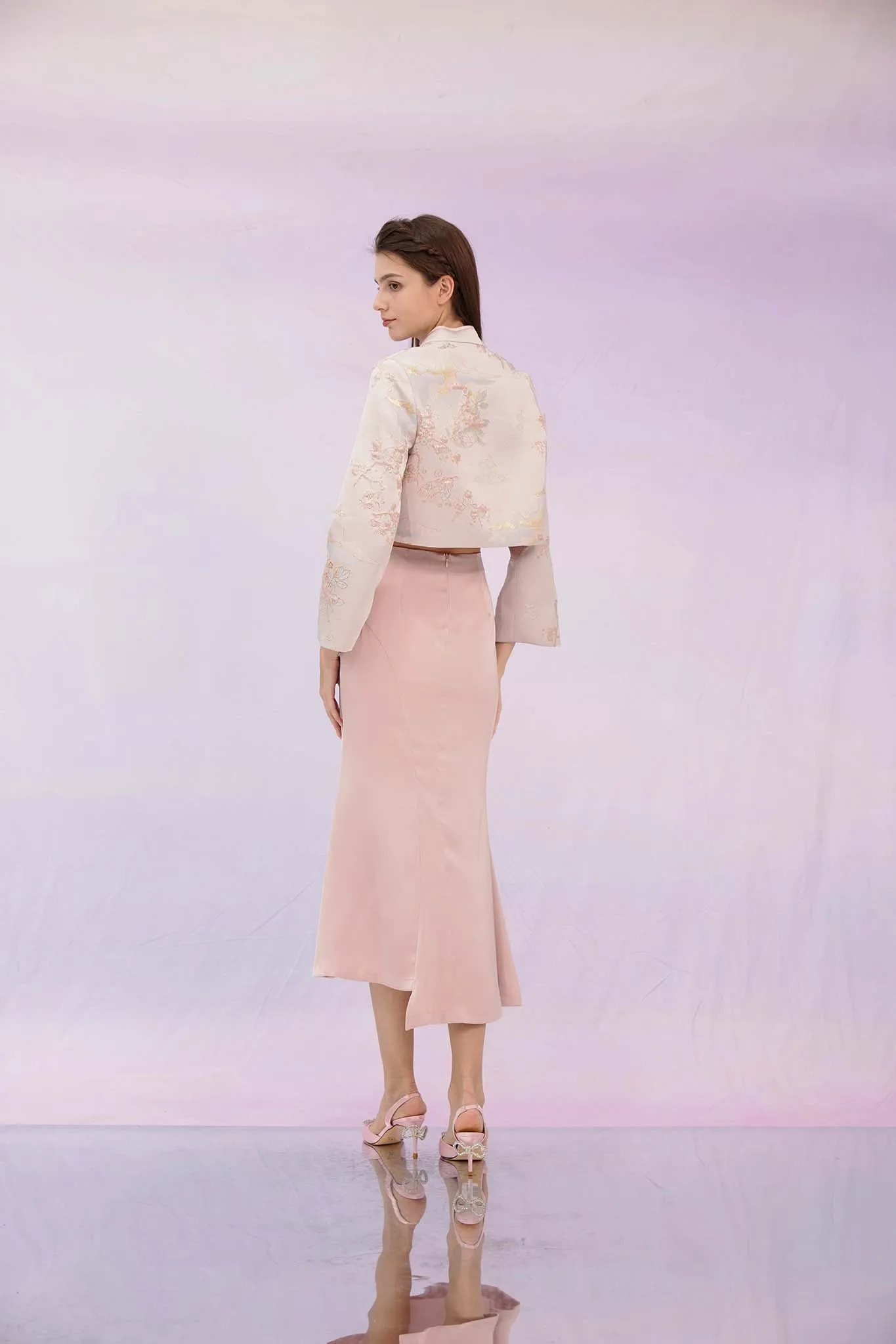 Ginelle Pink Mandarin Collar Jacket
