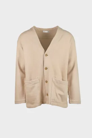 Heavy Jersey 4 Button Cardigan - Beige