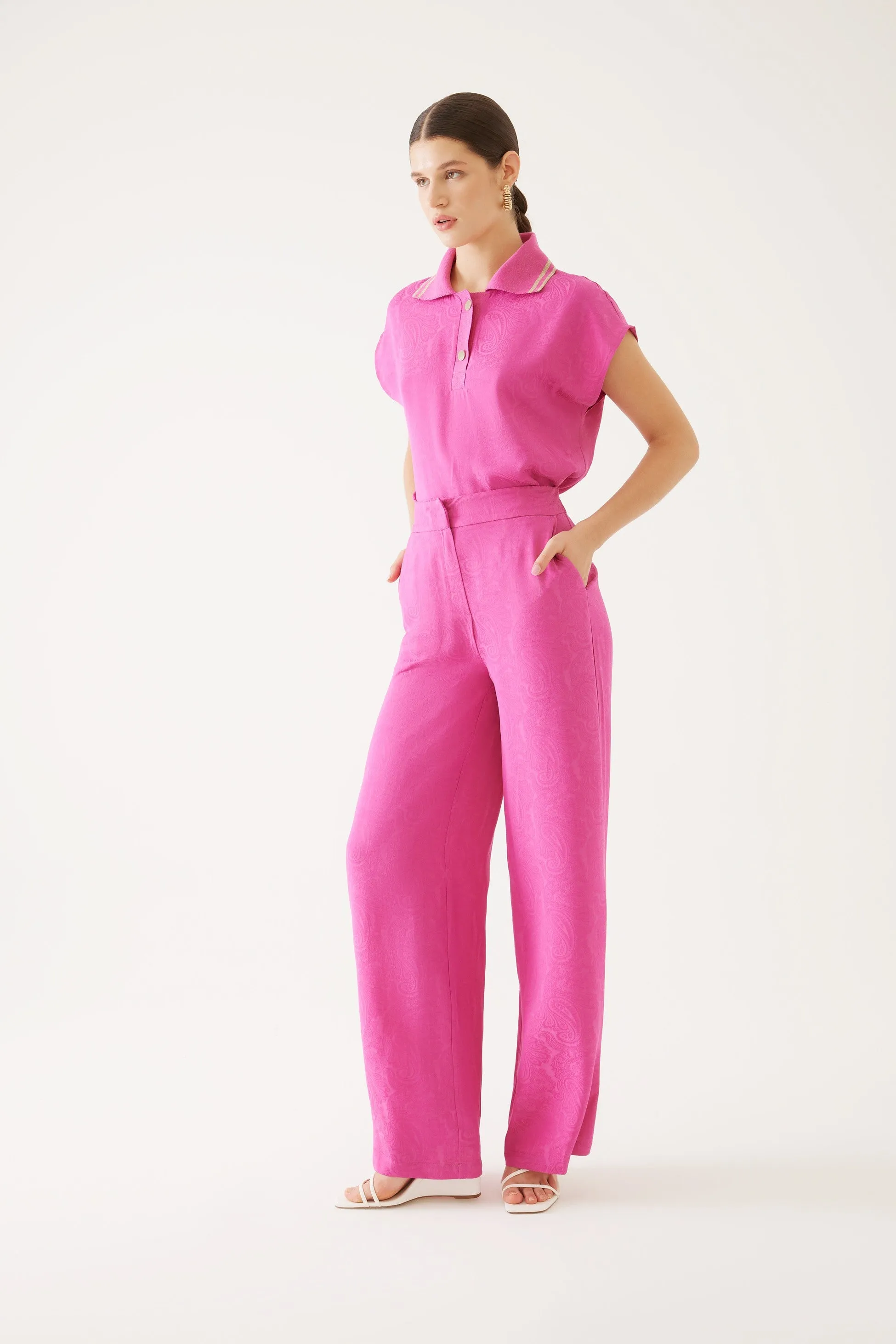 High Waist Pink Baggy Trousers