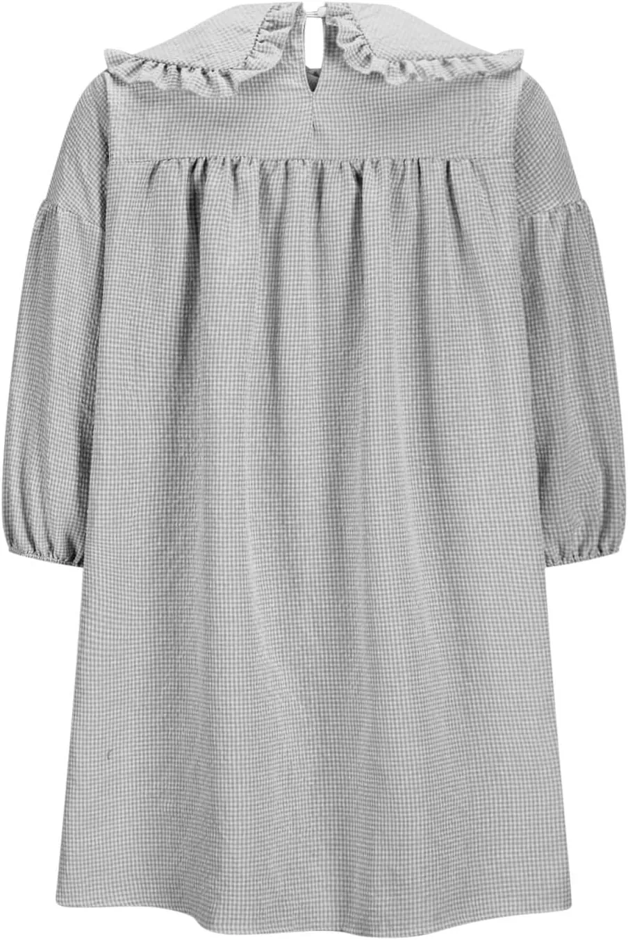 hlysgo Vacation Dresses for Women 2025 Casual Loose Fit 3/4 Sleeve Collar Neck Mini Dress Summer Solid Beach Babydoll Dress