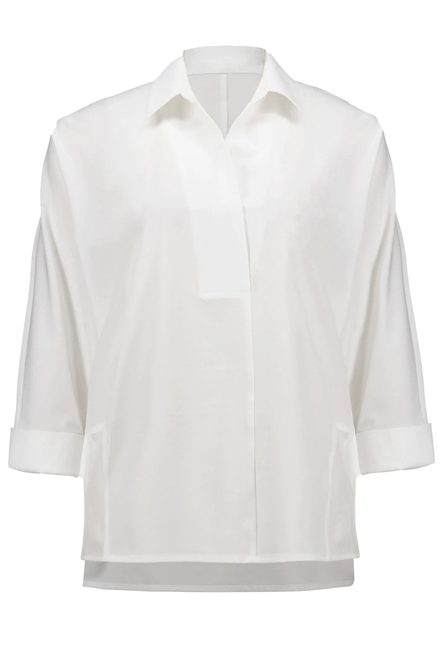 Joseph Ribkoff  251948-1761 Vanilla Poplin Boxy Shirt with Overlapping V-Neck
